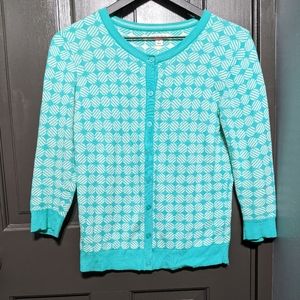Merona Mint Green Geometric Pattern Cardigan
